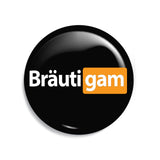 Junggesellenshirts.de Button Schwarz / 38mm JGA Button "Bräutigam Hub"