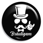 Junggesellenshirts.de Button Schwarz / 59mm JGA Button "Bräutigam"