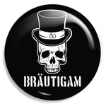 Junggesellenshirts.de Button Schwarz / 59mm JGA Button "Bräutigam Skull"