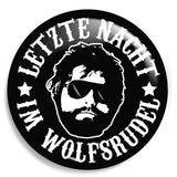 Junggesellenshirts.de Button Schwarz / 59mm JGA Button "Letzte Nacht Im Wolfsrudel"