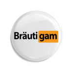 Junggesellenshirts.de Button Weiß / 38mm JGA Button "Bräutigam Hub"