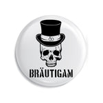 Junggesellenshirts.de Button Weiß / 38mm JGA Button "Bräutigam Skull"