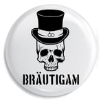 Junggesellenshirts.de Button Weiß / 59mm JGA Button "Bräutigam Skull"