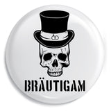 Junggesellenshirts.de Button Weiß / 59mm JGA Button "Bräutigam Skull"