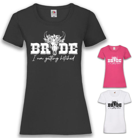 Junggesellenshirts.de Damenshirt JGA Shirt Braut "Bride Hitched"