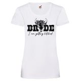 Junggesellenshirts.de Damenshirt XS / Weiß JGA Shirt Braut "Bride Hitched"