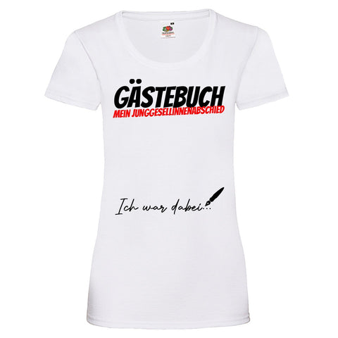 Junggesellenshirts.de Damenshirt XS / Weiß JGA Shirt Braut "Gästeliste"