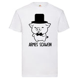 Junggesellenshirts.de Herrenshirt S / Weiß JGA Shirt Bräutigam "Armes Schw*in"