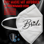 FFP2 Maske "Bride" 3 Farben - Junggesellenshirts.de