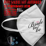 FFP2 Maske "Bride To Be II" 4 Farben - Junggesellenshirts.de