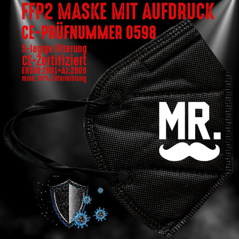 FFP2 Maske "Mr" 3 Farben - Junggesellenshirts.de