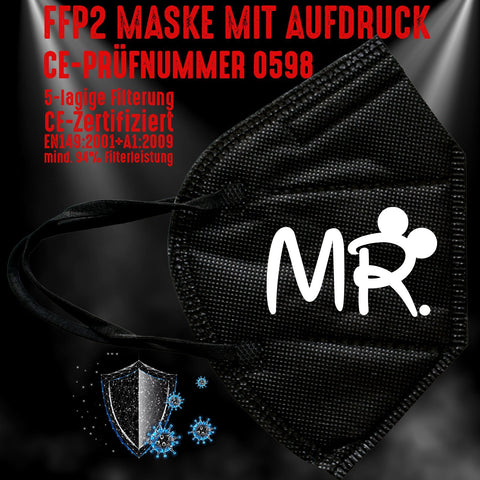 FFP2 Maske "Mr. Mouse" 3 Farben - Junggesellenshirts.de