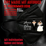 FFP2 Maske "Namen und Datum" 4 Farben - Junggesellenshirts.de