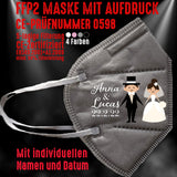 FFP2 Maske "Namen und Datum" 4 Farben - Junggesellenshirts.de