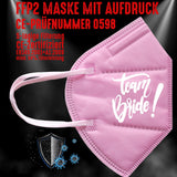 FFP2 Maske "Team Bride" 3 Farben - Junggesellenshirts.de