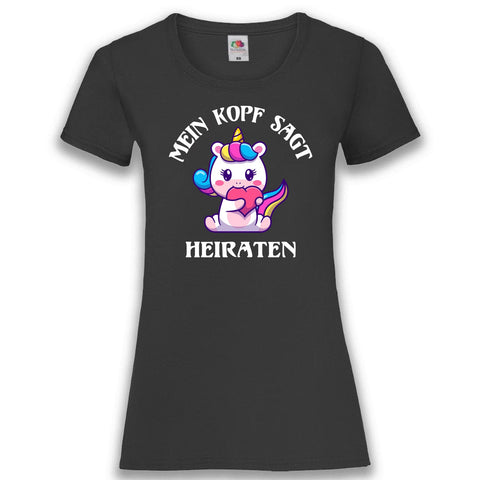 JGA Shirt Braut "Einhorn Heiraten" - Junggesellenshirts.de