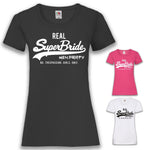 JGA Shirt Braut "Real Superbride" - Junggesellenshirts.de