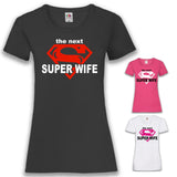 JGA Shirt Braut "The Next Super Wife" - Junggesellenshirts.de