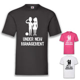 JGA Shirt Bräutigam "Under New Management" - Junggesellenshirts.de