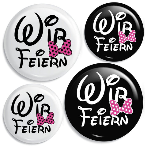 Junggesellenshirts.de Button JGA Buttons Team "Wir Feiern"