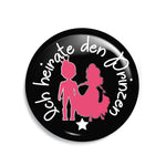 Junggesellenshirts.de Button Schwarz / 38mm JGA Buttons "Ich Heirate Den Prinzen"