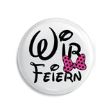 Junggesellenshirts.de Button Weiß / 38mm JGA Buttons Team "Wir Feiern"