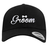 Junggesellenshirts.de Cap Schwarz JGA Cap Bräutigam "Groom" Schwarz mit Stick