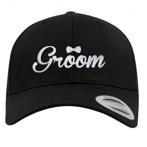 Junggesellenshirts.de Cap Schwarz JGA Cap Bräutigam "Groom" Schwarz mit Stick