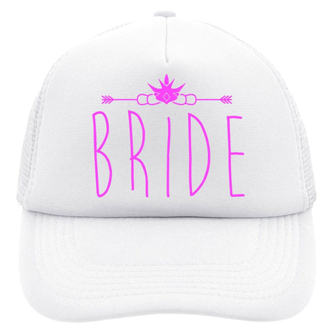 Junggesellenshirts.de Cap Weiß JGA Cap Braut "Bride" Weiß