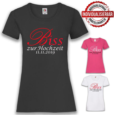 Junggesellenshirts.de Damenshirt JGA Shirt Braut "Biss Zur Hochzeit"