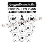Junggesellenshirts.de Damenshirt JGA Shirt Braut "Erst Zahlen, Dann Ausschneiden!"