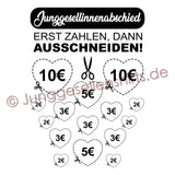 Junggesellenshirts.de Damenshirt JGA Shirt Braut "Erst Zahlen, Dann Ausschneiden!"