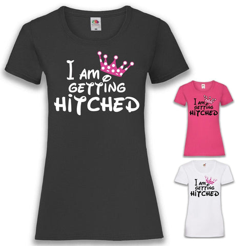 Junggesellenshirts.de Damenshirt JGA Shirt Braut "I Am Getting Hitched"