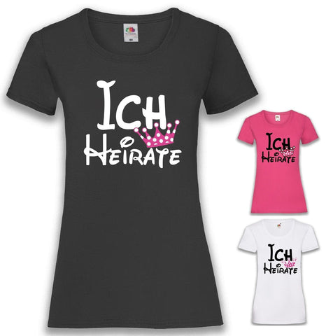 Junggesellenshirts.de Damenshirt JGA Shirt Braut "Ich Heirate"