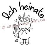 Junggesellenshirts.de Damenshirt JGA Shirt Braut "Ich Heirate" Unicorn