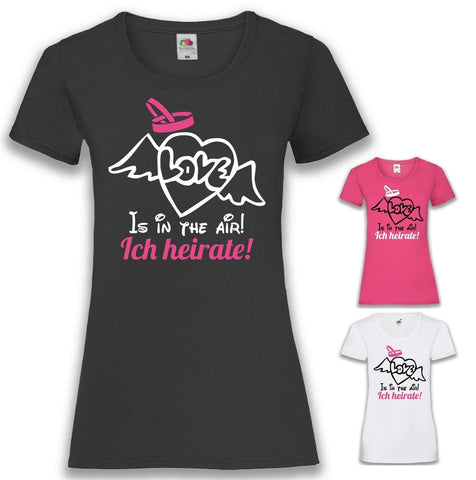 Junggesellenshirts.de Damenshirt JGA Shirt Braut "Love Is In The Air"