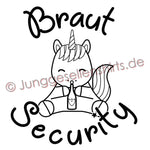 Junggesellenshirts.de Damenshirt JGA Shirt Team "Braut Security" Unicorn