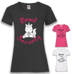 Junggesellenshirts.de Damenshirt JGA Shirt Team "Braut Security" Unicorn