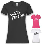 Junggesellenshirts.de Damenshirt JGA Shirt Team "Wir Feiern" Basic Variante