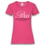 Junggesellenshirts.de Damenshirt XS / Fuchsia JGA Shirt Braut "Biss Zur Hochzeit"