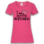 Junggesellenshirts.de Damenshirt XS / Fuchsia JGA Shirt Braut "I Am Getting Hitched"