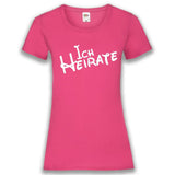 Junggesellenshirts.de Damenshirt XS / Fuchsia JGA Shirt Braut "Ich Heirate" Basic Variante