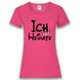Junggesellenshirts.de Damenshirt XS / Fuchsia JGA Shirt Braut "Ich Heirate"