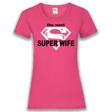 Junggesellenshirts.de Damenshirt XS / Fuchsia JGA Shirt Braut "The Next Super Wife"