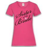 Junggesellenshirts.de Damenshirt XS / Fuchsia JGA Shirt Schwester "Sister Of The Bride"
