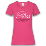 Junggesellenshirts.de Damenshirt XS / Fuchsia JGA Shirt Team "Biss Zum Morgengrauen Wird Gefeiert"
