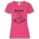 Junggesellenshirts.de Damenshirt XS / Fuchsia JGA Shirt Team "Braut Security" Unicorn