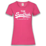 Junggesellenshirts.de Damenshirt XS / Fuchsia JGA Shirt Team "Team Superbride"