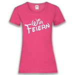 Junggesellenshirts.de Damenshirt XS / Fuchsia JGA Shirt Team "Wir Feiern" Basic Variante