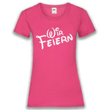 Junggesellenshirts.de Damenshirt XS / Fuchsia JGA Shirt Team "Wir Feiern" Basic Variante